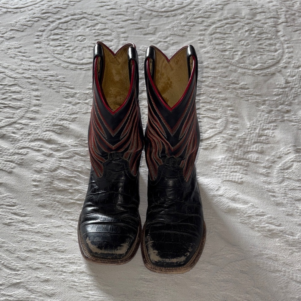 Gently Loved Anderson Bean Kids Boot - Black Caiman Print “Unisex”